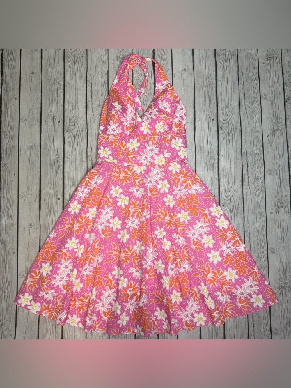 Lilly Pulitzer Women's 8 Willa Halter Dress Pink Palm Beach Swanky